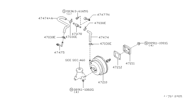 1996 Nissan Hardbody Pickup (D21U) Brake Servo & Servo Control Diagram 3