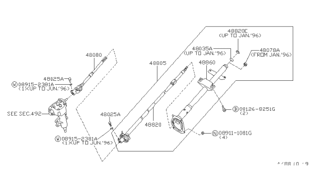 1996 Nissan Hardbody Pickup (D21U) Steering Column Diagram 7