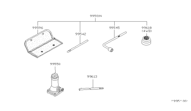 1996 Nissan Hardbody Pickup (D21U) Tool Set-Standard Diagram for 99501-3B311