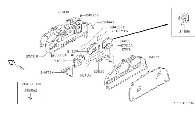 1997 Nissan Hardbody Pickup (D21U) Warning Lamp Lens Diagram for 24880-1S700