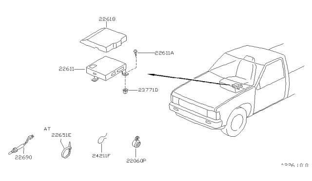 1997 Nissan Hardbody Pickup (D21U) Engine Control Unit Assembly Diagram for 23710-75P68