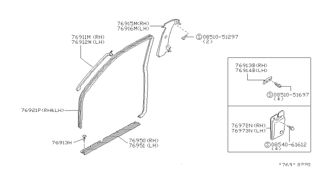 1997 Nissan Hardbody Pickup (D21U) Welt-Body Side,RH Diagram for 76921-3B804