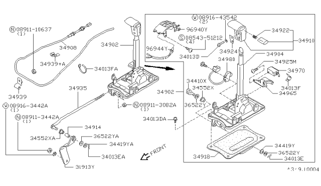 1996 Nissan Hardbody Pickup (D21U) Auto Transmission Control Device Diagram 1