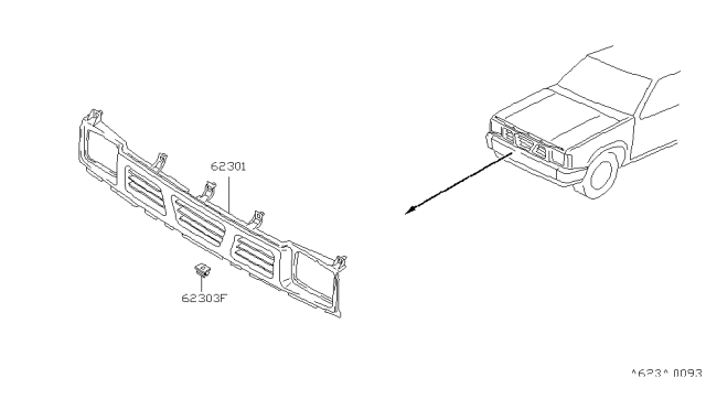 1996 Nissan Hardbody Pickup (D21U) Front Grille Diagram