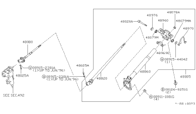 1996 Nissan Hardbody Pickup (D21U) Steering Column Diagram 3