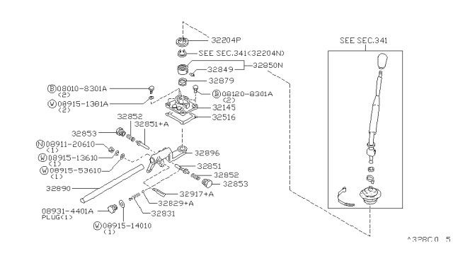 1995 Nissan Hardbody Pickup (D21U) Transmission Shift Control Diagram 8