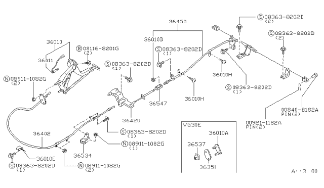 1997 Nissan Hardbody Pickup (D21U) Parking Brake Control Diagram 3