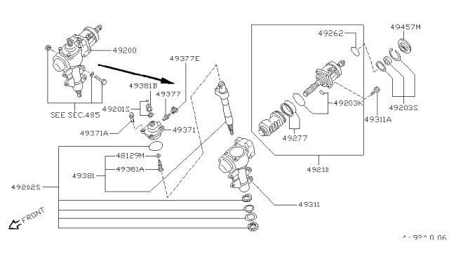 1995 Nissan Hardbody Pickup (D21U) Power Steering Gear Diagram 1