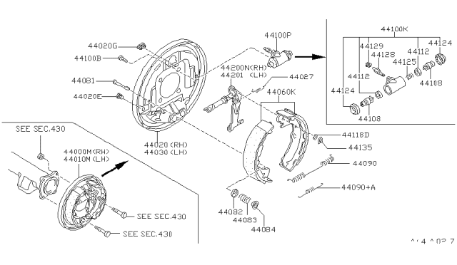 1995 Nissan Hardbody Pickup (D21U) Rear Brake Diagram 1