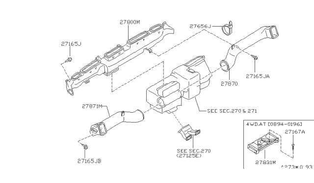 1997 Nissan Hardbody Pickup (D21U) Nozzle & Duct Diagram