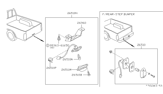 1996 Nissan Hardbody Pickup (D21U) Licence Plate Lamp Diagram