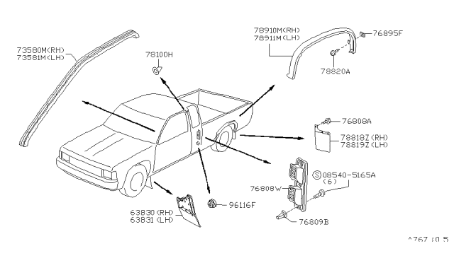 1995 Nissan Hardbody Pickup (D21U) Body Side Fitting Diagram 1