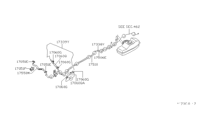 1995 Nissan Hardbody Pickup (D21U) Fuel Piping Diagram 6