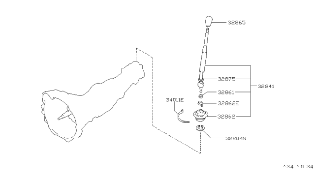 1996 Nissan Hardbody Pickup (D21U) Transmission Control & Linkage Diagram 2