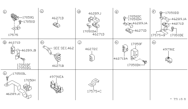 1996 Nissan Hardbody Pickup (D21U) Clamp-Tube Diagram for 46289-1S500