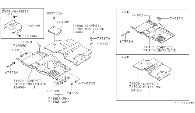 1995 Nissan Hardbody Pickup (D21U) Floor Trimming Diagram 1