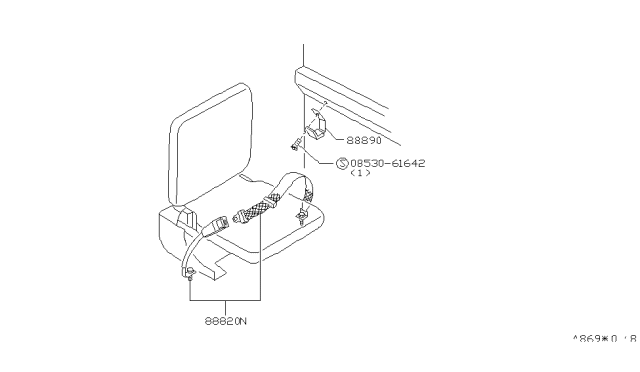 1997 Nissan Hardbody Pickup (D21U) Rear Seat Belt Diagram