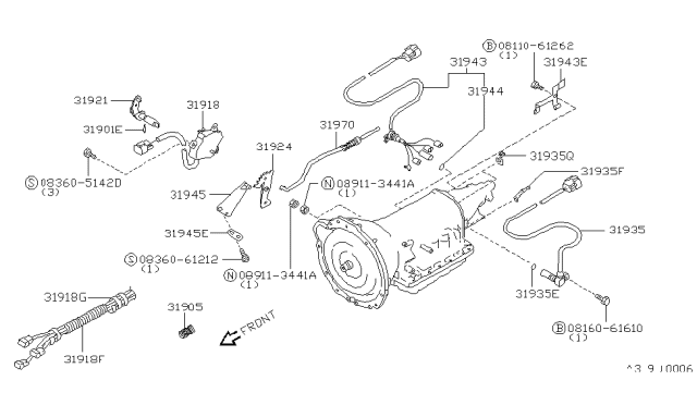 1996 Nissan Hardbody Pickup (D21U) Control Switch & System Diagram 1