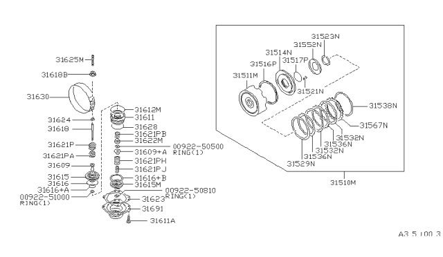 1997 Nissan Hardbody Pickup (D21U) Clutch & Band Servo Diagram 5