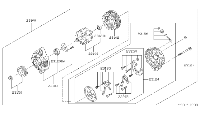 1995 Nissan Hardbody Pickup (D21U) Alternator Diagram 1