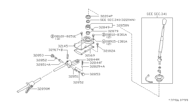 1997 Nissan Hardbody Pickup (D21U) Transmission Shift Control Diagram 8