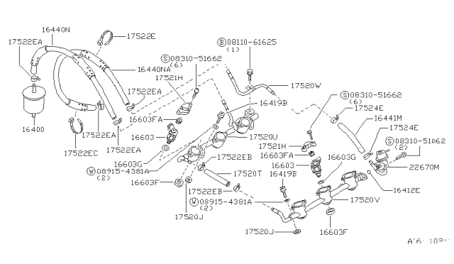 1996 Nissan Hardbody Pickup (D21U) Fuel Strainer & Fuel Hose Diagram 2