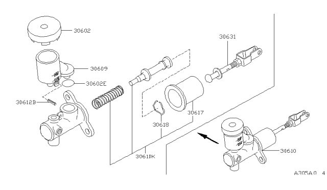 1997 Nissan Hardbody Pickup (D21U) Clutch Master Cylinder Diagram 2