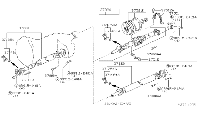 1995 Nissan Hardbody Pickup (D21U) Propeller Shaft Diagram 2