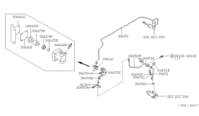 1996 Nissan Hardbody Pickup (D21U) Tube Assy-Clutch Diagram for 30850-1S700