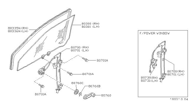 1995 Nissan Hardbody Pickup (D21U) Regulator Assy-Door Window,R Diagram for 80720-78G17