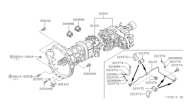 1997 Nissan Hardbody Pickup (D21U) Manual Transmission, Transaxle & Fitting Diagram 4