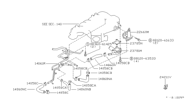 1996 Nissan Hardbody Pickup (D21U) Secondary Air System Diagram 2