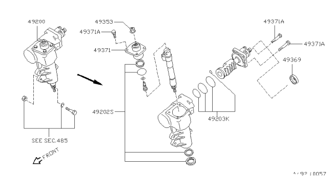 1996 Nissan Hardbody Pickup (D21U) Power Steering Gear Diagram 2