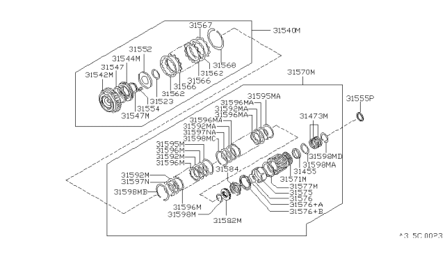 1996 Nissan Hardbody Pickup (D21U) Clutch & Band Servo Diagram 4