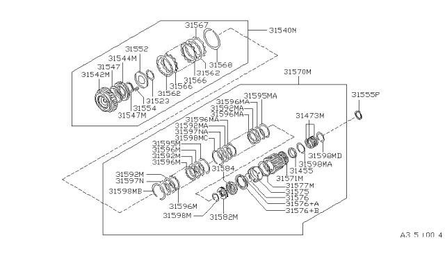 1996 Nissan Hardbody Pickup (D21U) Clutch & Band Servo Diagram 3