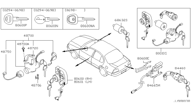 1996 Nissan Maxima Cylinder Set-Door Lock,LH Diagram for H0601-41U05