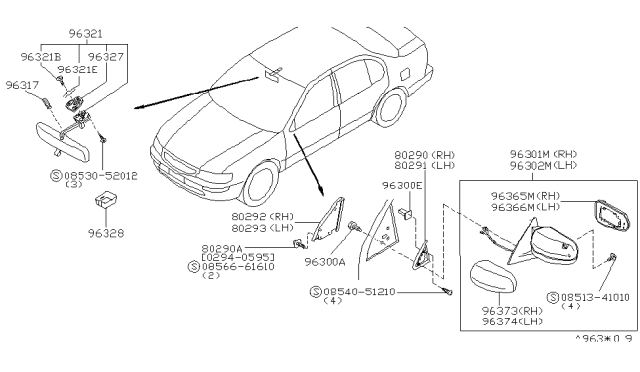 1995 Nissan Maxima Cover-Front Door Corner,Outer LH Diagram for 80291-40U00