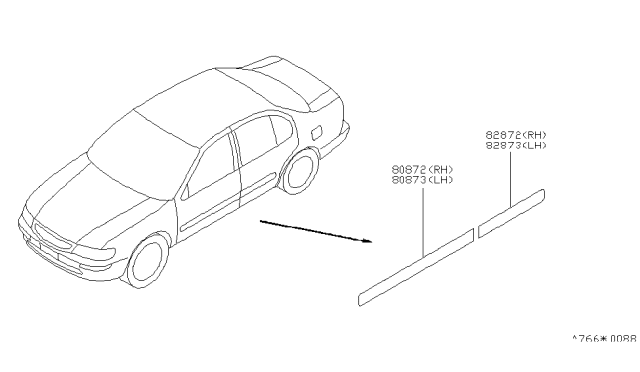 1998 Nissan Maxima Moulding-Front Door,LH Diagram for 80871-0L700