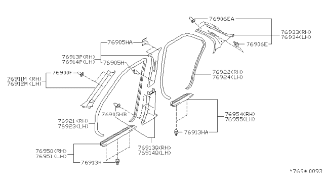 1996 Nissan Maxima Body Side Trimming Diagram