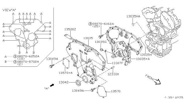 1997 Nissan Maxima Front Cover,Vacuum Pump & Fitting Diagram