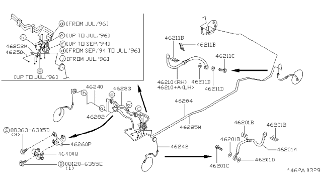 1998 Nissan Maxima Brake Piping & Control Diagram 2