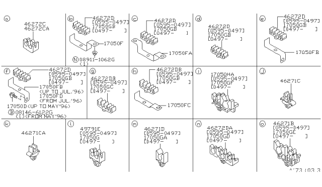 1996 Nissan Maxima Clip Diagram for 01935-00021