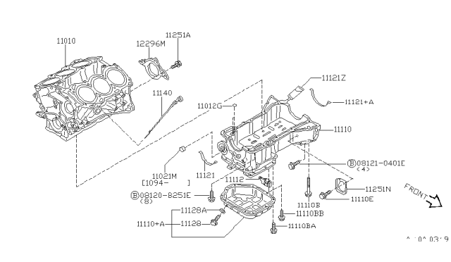 1995 Nissan Maxima Pan Assembly Oil Diagram for 11110-31U20