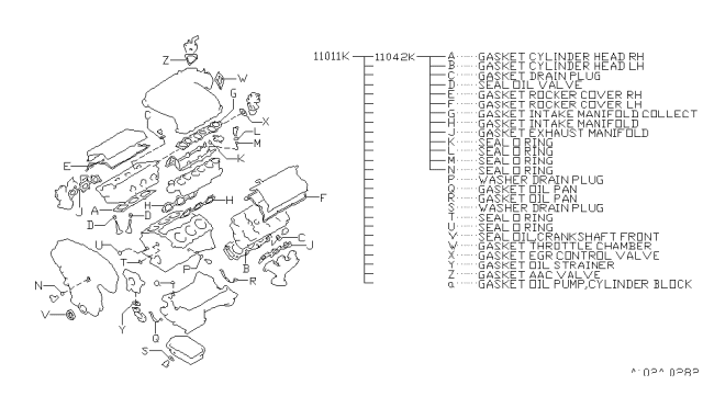 1995 Nissan Maxima Gasket Kit-Valve REGRind Diagram for 11042-40U26