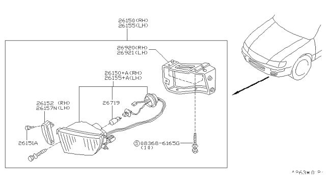 1996 Nissan Maxima Rim-Fog Lamp,LH Diagram for 26157-40U00