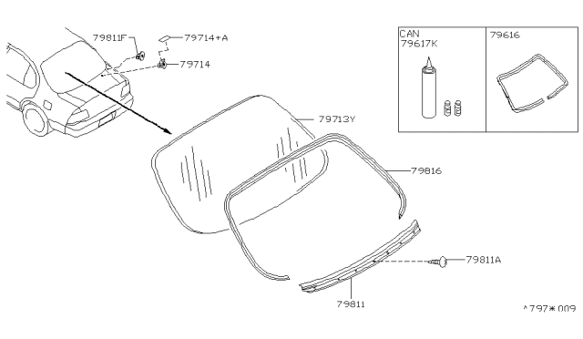 1995 Nissan Maxima Glass-Back Window Diagram for 79712-40U24