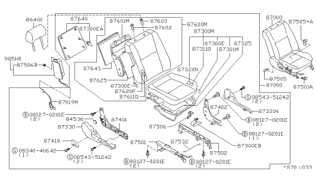 1997 Nissan Maxima Cushion Assy Front Seat Diagram for 87300-46U00