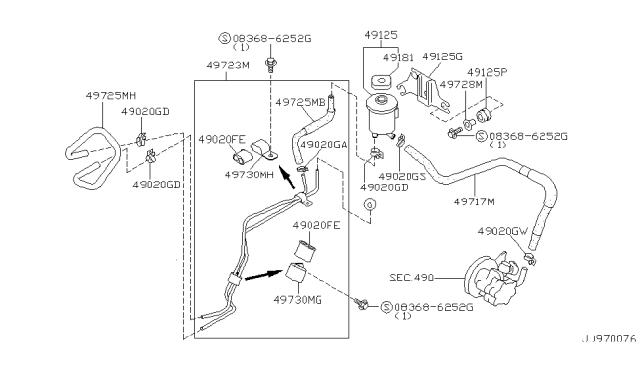 1999 Nissan Maxima Hose-Return,Power Steering Diagram for 49725-0L800