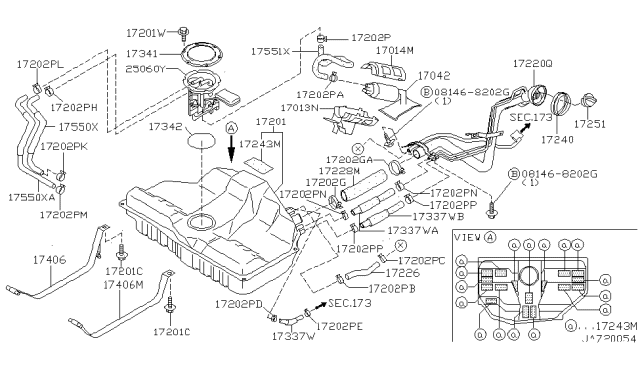 1998 Nissan Maxima Fuel Pump Diagram for 17013-1L000