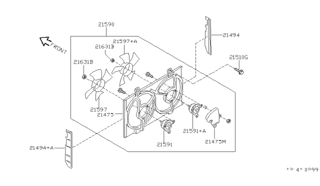 1997 Nissan Maxima Motor Assy-Fan Diagram for 21487-50U00